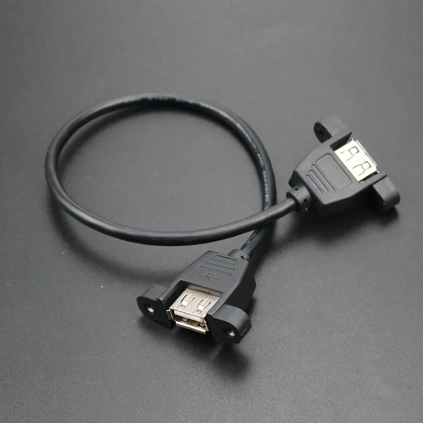 Cable de extensión USB 2,0 hembra a hembra, Conector de bloqueo de Tornillo de montaje en Panel, adaptador para ordenador, 1 piezas - imagen 2