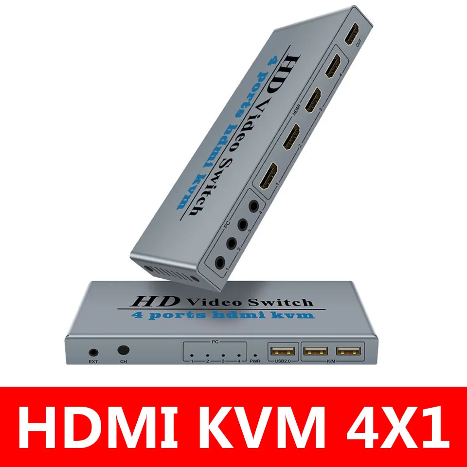 Conmutador KVM de 4 puertos, divisor de interruptor compatible con HDMI 4 en 1 salida para compartir Monitor, teclado, ratón, descriptografía adaptable EDID/HDCP - imagen 2