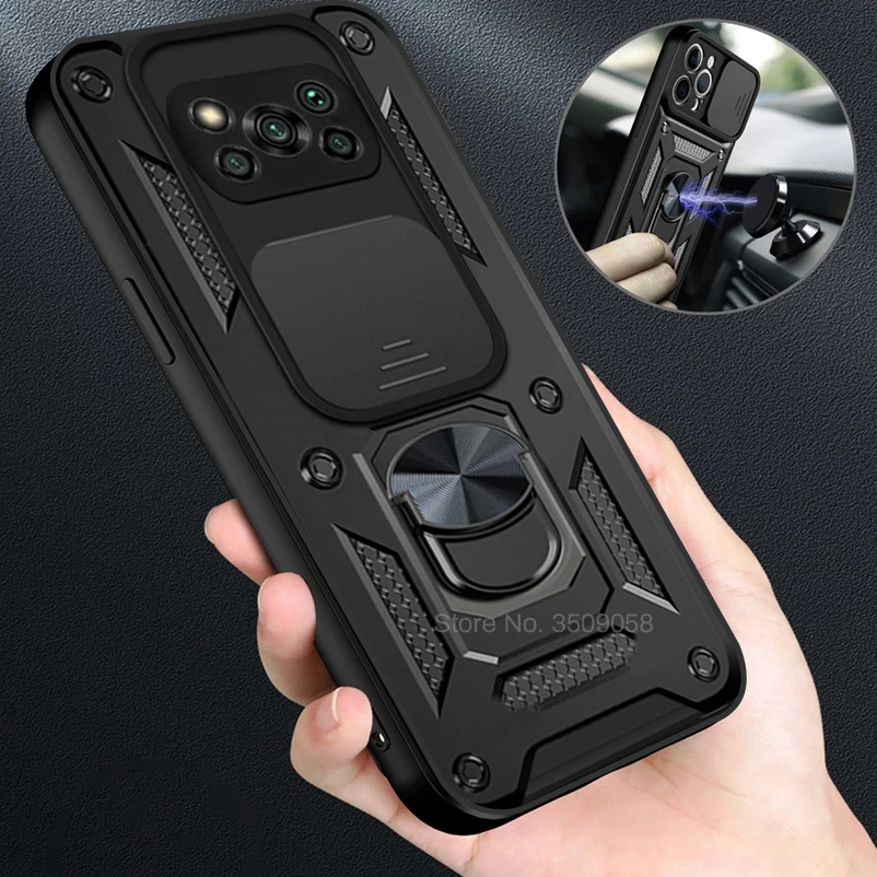 Cubierta de protección de lente de empuje para Xiaomi Little X 3, Pocco, Poco X3 Pro, X3Pro, NFC, PocoX3, funda con soporte magnético, Fundas protectoras de anillo