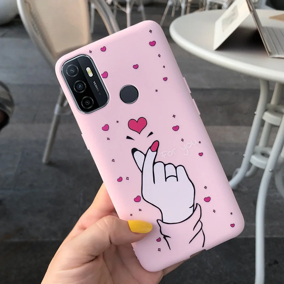Para Funda OPPO A53s Funda de teléfono mate pintado con corazón de amor bonito para OPPO A53 A32 A33 2020 Coque OPPOA53 A 53 Fundas suaves Capa - imagen 4