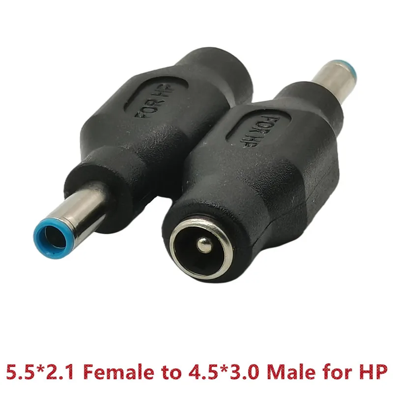Enchufe macho de 4,5x3,0mm con aguja a conector hembra de 5,5x2,1mm, adaptador de conector de cargador de corriente CC, carga de ordenador portátil para HP