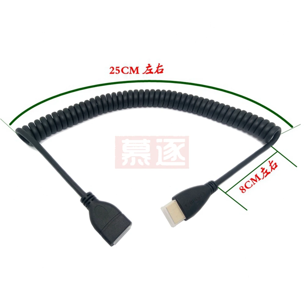 Ángulo recto y izquierdo Mini HDMI, compatible con HD y Micro HDTV macho a macho, Cable Flexible de rizo de resorte elástico V1.4 DSLR 0,5 M/1,5 M - imagen 2