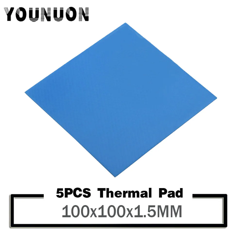 Almohadilla térmica IC para CPU de GPU, 5 piezas, 100x100x1,5mm, para Chip electrónico Memeory, disipador térmico pequeño