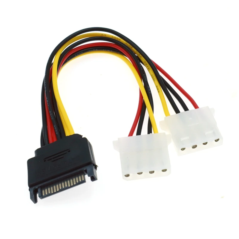 Cable de extensión de alimentación SATA 15 pines macho a Molex IDE Dual Big 4pin hembra Cable adaptador para disco duro HDD 20cm - imagen 3