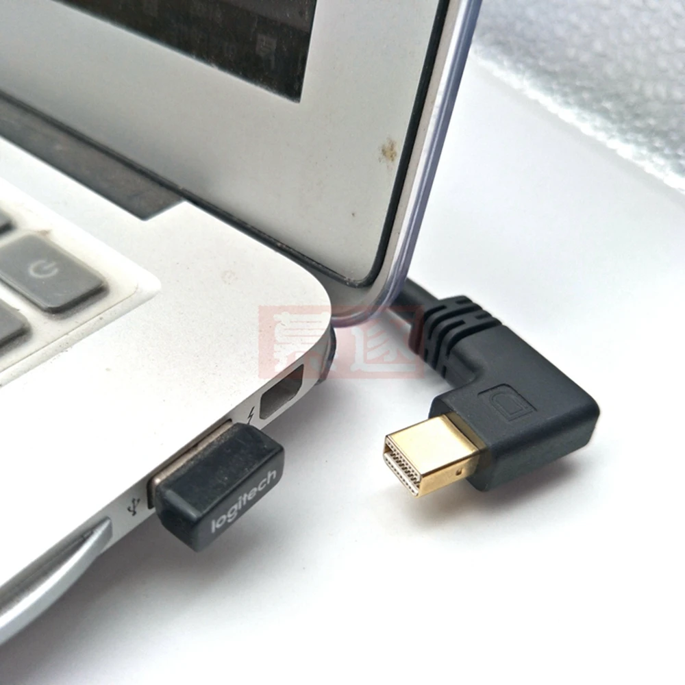 Thunderbolt 2 Mini DisplayPort macho a hembra 90 grados arriba, abajo, izquierda y derecha en ángulo con orificio para tornillo montaje en panel Mini - imagen 4
