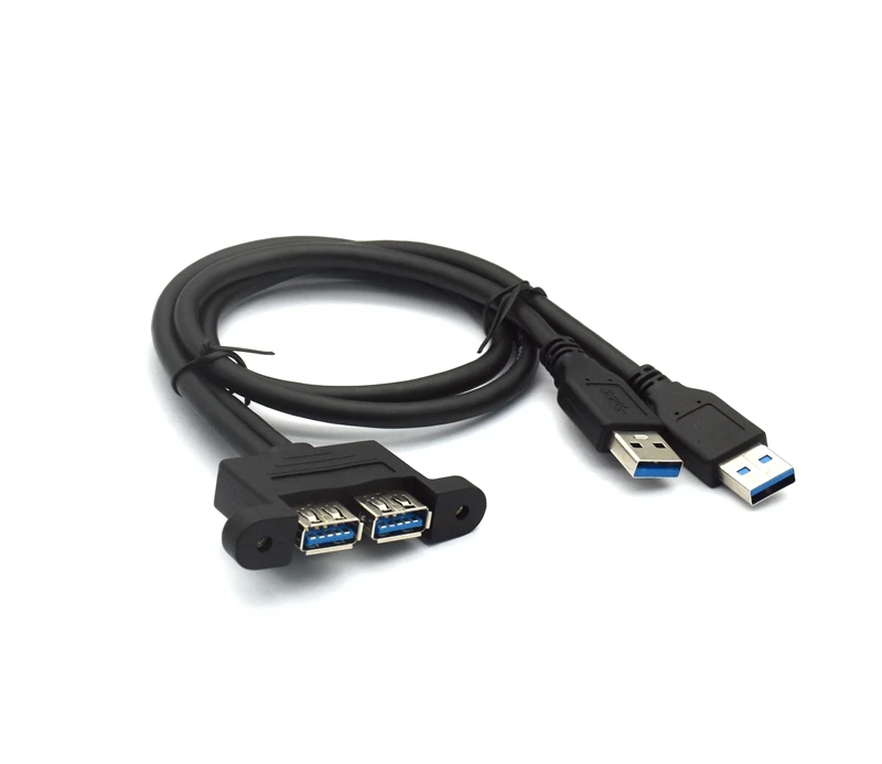 Cable de datos de bisel de expansión de extensión de montaje en Panel de bloqueo de tornillo macho a hembra Usb 3,0 de doble puerto de alta velocidad 0,3 m/0,5 m/1m/1,5 m - imagen 2