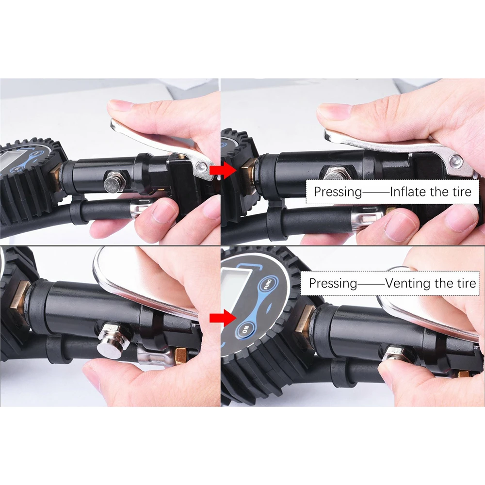 Inflador Digital de presión de aire para neumáticos de coche, pantalla LCD, retroiluminación LED, probador de vehículos, monitor de presión de inflado, 200PSI - imagen 4