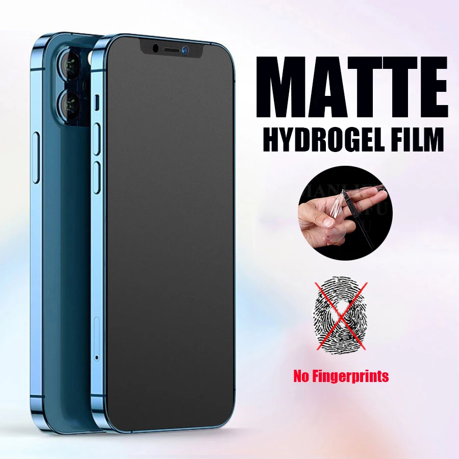 Película de hidrogel mate para iPhone, 12, 13 Pro Max, mini Protector de pantalla para iPhone 13 Pro, XS Max, XR, X, 8, 7, 6 Plus, SE, 2 uds.