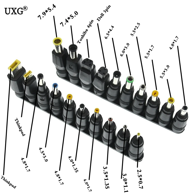 Adaptador Corriente Universal 5.5mm 2.1mm Kit Conectores Puntas Lenovo Thinkpad Juegos Enchufes Fuente Alimentación Ordenador Portátil 20 Uds 10 Uds - Vista principal del producto