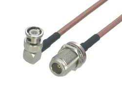 Adaptador Coaxial RG142N Macho a BNC Hembra Ángulo Recto Profesional