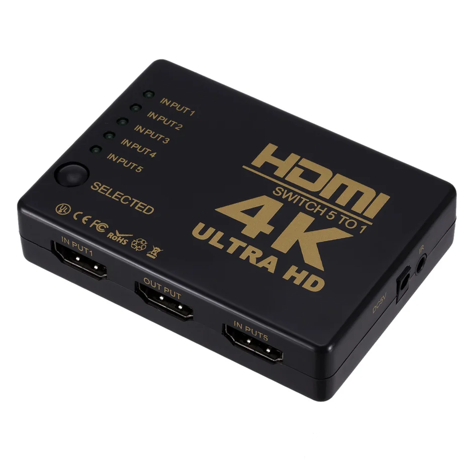 Divisor de Cable HDMI 4K 2K 5x1, adaptador conmutador vídeo HD 1080P, 5 entradas, 1 puerto salida, concentrador para Xbox, PS4, DVD, HDTV, PC, portátil y TV - imagen 4