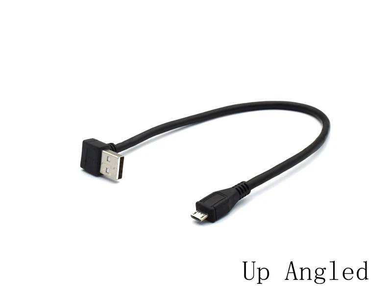 Cable de carga USB 2,0 AM macho a Micro Usb macho, Cable de datos recto para tableta y teléfono móvil, arriba y abajo, ángulo de 90 grados, 25cm - imagen 2