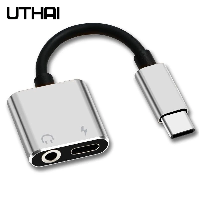 UTHAI T11 Adaptador de Audio tipo C a 3,5mm, convertidor 2 en 1 para carga de Cable USB C - imagen 4
