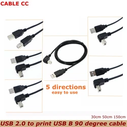 Cable USB 2.0 90 grados A y B macho - 0,3-1,5 m