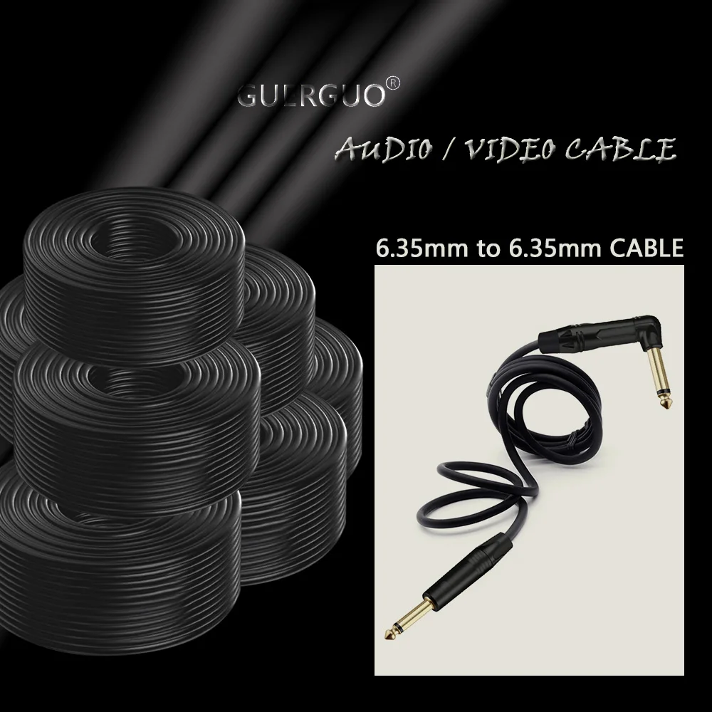 Cable auxiliar para altavoz, conector Mono macho de 6,35mm a ángulo recto, Cable macho de 6,35mm para mezclador AMP, negro y rojo - imagen 2