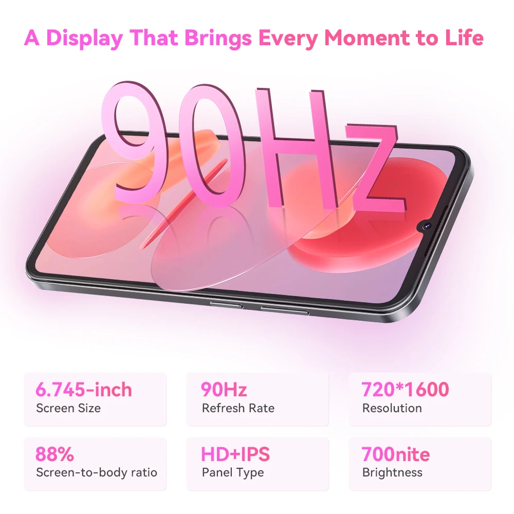 Cubot A30, Smartphone Android 14 , 16GB (6GB+10GB Extend) RAM+128GB ROM, Pantalla de 6.745 pulgadas 90Hz, 5100mAh, Cámara de 48MP, Face ID - imagen 4