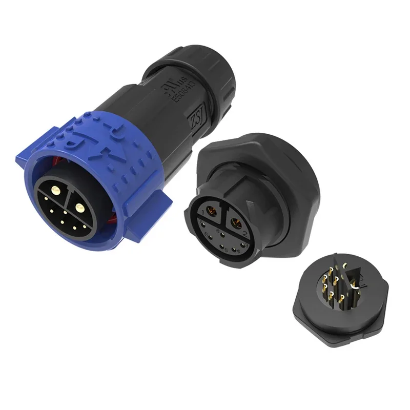 Conector impermeable 2 + 6 corriente exterior + señal híbrida soldada Cable de bloqueo automático enchufe IP68 8 pines junta de cabeza macho hembra - imagen 3