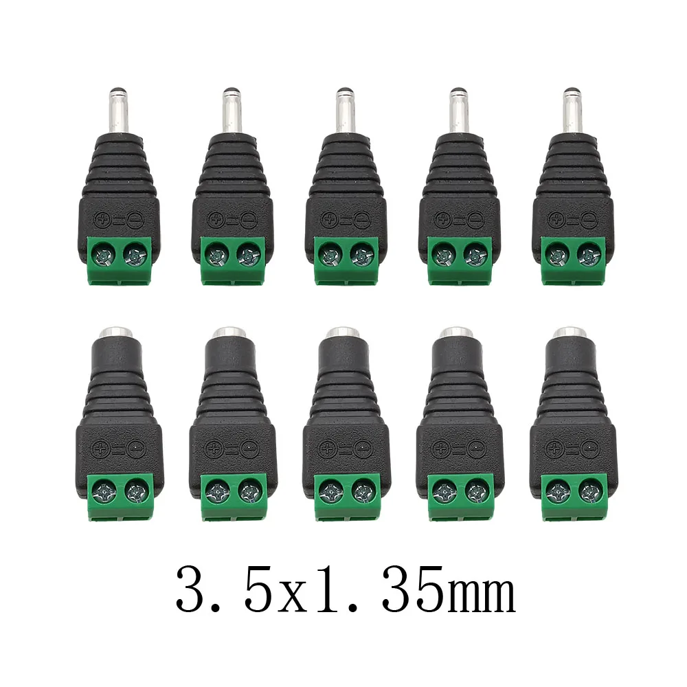 Conectores de alimentación macho hembra DC 12V, enchufes CC de 3,5mm x 1,35mm, adaptador de Terminal de tornillo para tira de luz Led CCTV DIY - imagen 2