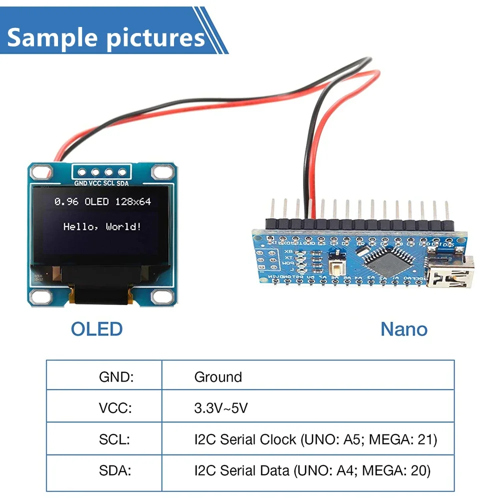 1-10 Uds. Módulo de pantalla OLED de 0,96 pulgadas I2C IIC SPI Serial 128X64 SSD1306 LCD 3,3-5V 4 pines blanco/azul/amarillo azul para Arduino - imagen 3