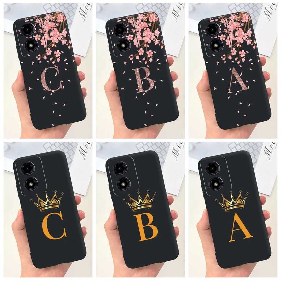 Para Motorola Moto G04 Funda XT2421-2 Funda a prueba de golpes Linda corona letras Funda de teléfono de silicona suave para Moto G04s E14 MotoG04 Funda