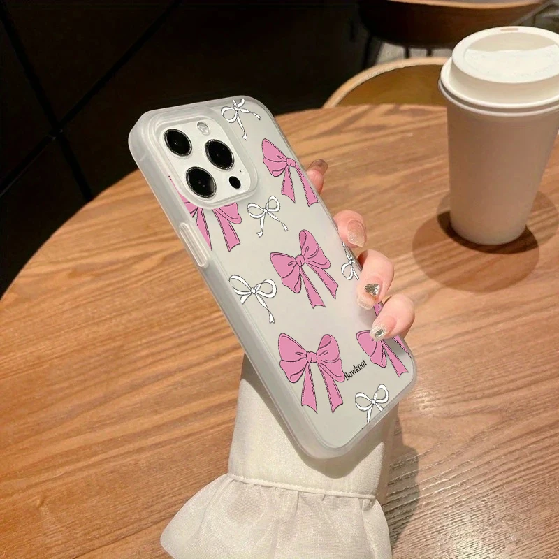Funda de teléfono transparente de estilo dulce con lazo rosa de primera calidad para iPhone 17 Pro Max 16 15 Plus 13 12 Mini 11 XS X XR 7 8 17 Air 16 - imagen 5