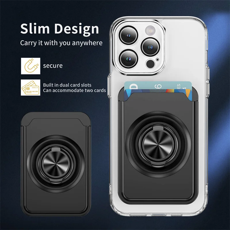 Magnético Para Anillo Magsafe 360 °   Cartera con soporte para iPhone 16 15 14 13 12 Pro Max para Samsung S24 S23 S22 Ultra funda para tarjetero - imagen 4