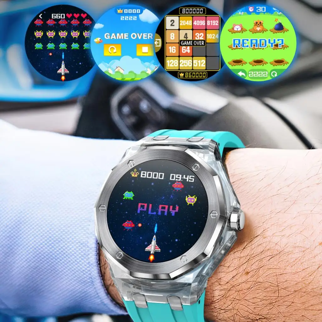Reloj inteligente TK19 para hombre, funda transparente de hielo, llamada de diente azul, juegos de reproducción de música, reloj inteligente deportivo resistente al agua 3ATM para mujer al aire libre - imagen 3