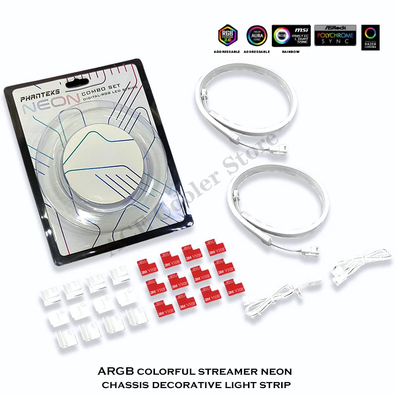 PHANTEKS-tira de luces de chasis de neón M5 RGB, decoración de carcasa de ordenador ARGB, tira LED de 400mm/500mm, 5V, 3 pines, sincronización direccionable AURA - imagen 2