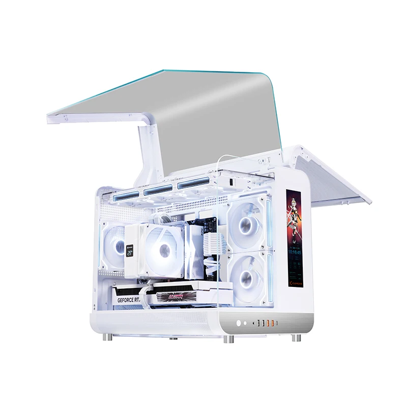 Caja de ordenador Power Train WING M-ATX ITX Seaview Room chasis panorámico de tres lados soporte 360 caja de juegos de escritorio con refrigeración por agua - imagen 3