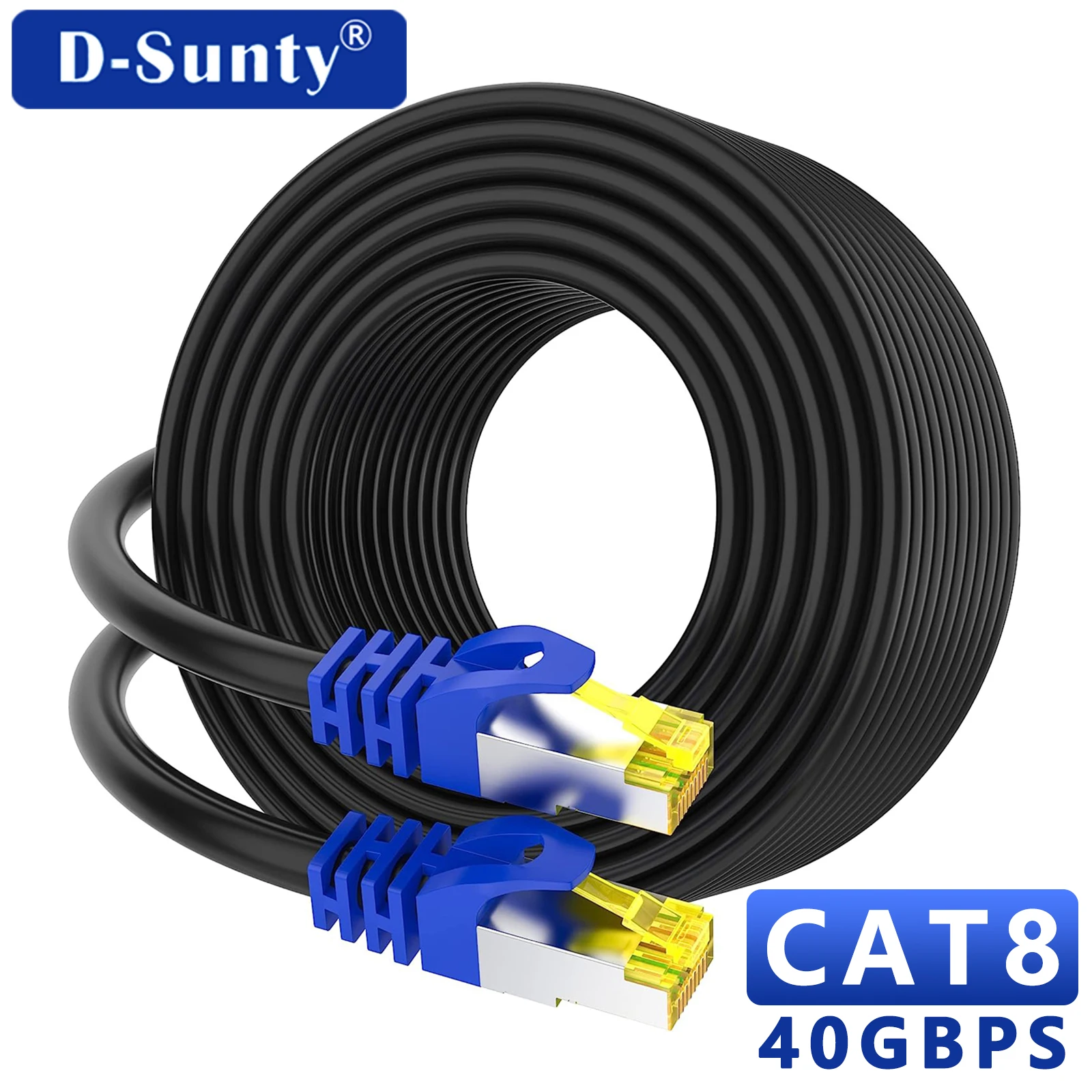 150 Uds 1m Cable Ethernet Cat 8 40Gbps 2000MHz SSTP RJ45 Cable de conexión de red de Internet de alta velocidad Cable Ethernet Cat8