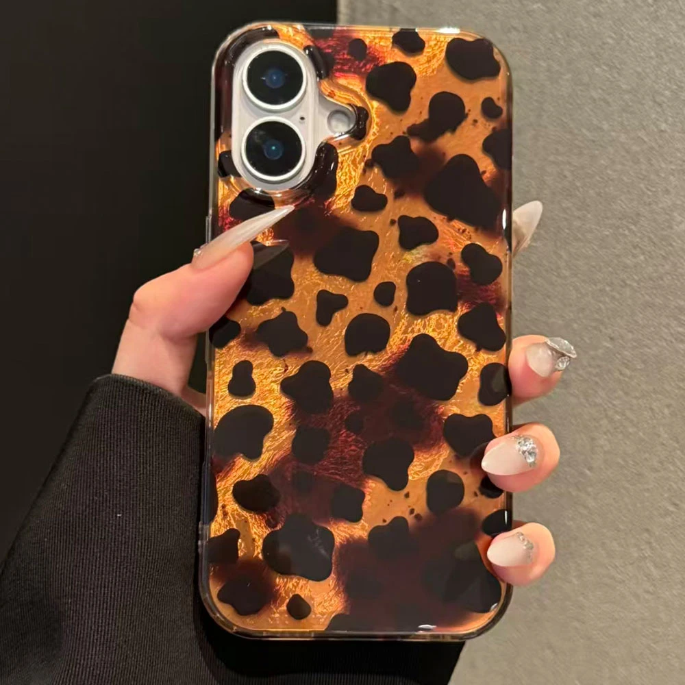 Funda de teléfono coreana con estampado de leopardo y marrón dorado para mujer, funda trasera Ultra para Samsung Galaxy S25 S24 S23 S22 S21 S20 FE Plus - imagen 4