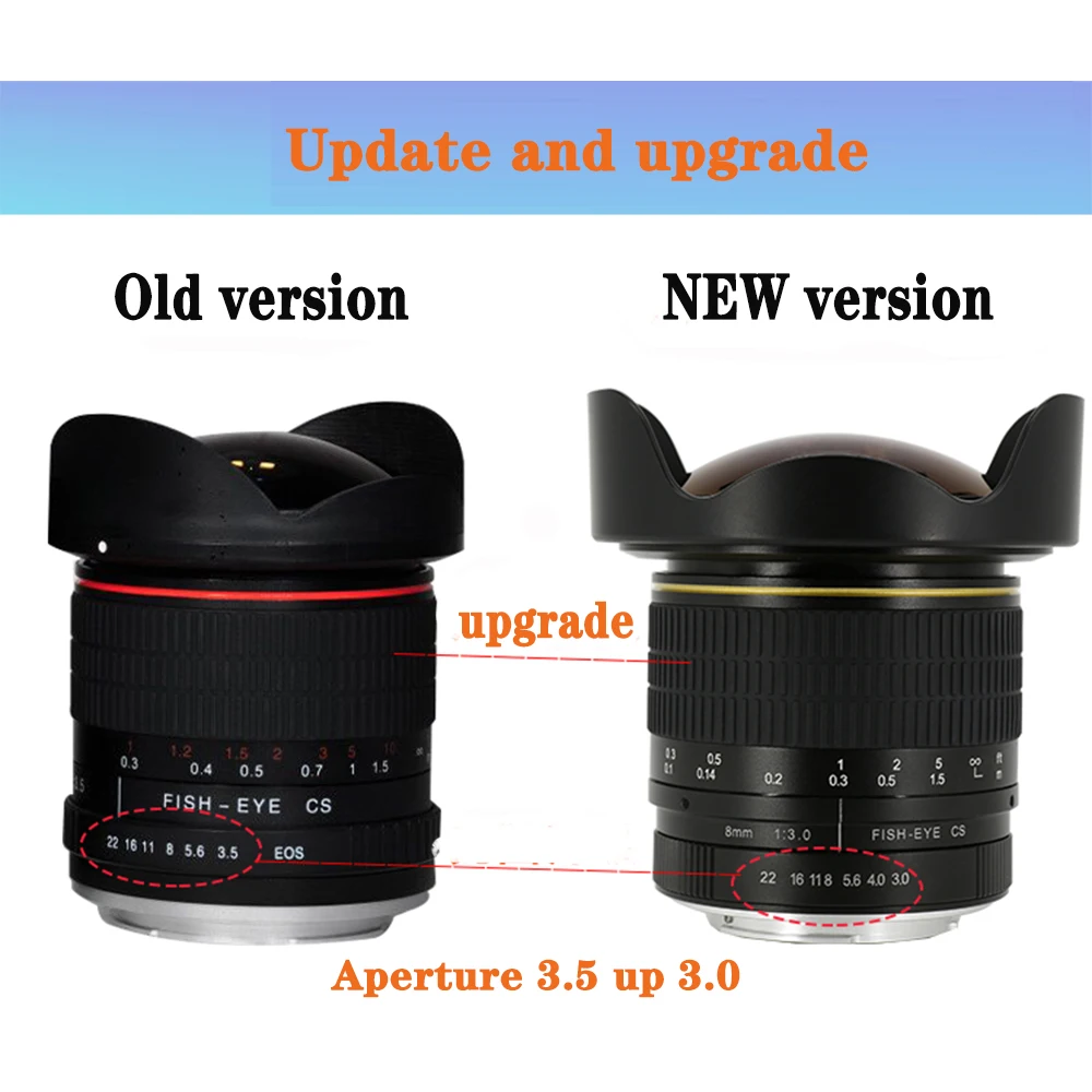 Nueva lente ojo de pez de ángulo Ultra gran angular de 8mm F/3.0 para marco de APS-C para cámara DSLR Nikon D800 D700 D3200 D5200 D5500 D7000 D7200 D90 - imagen 3