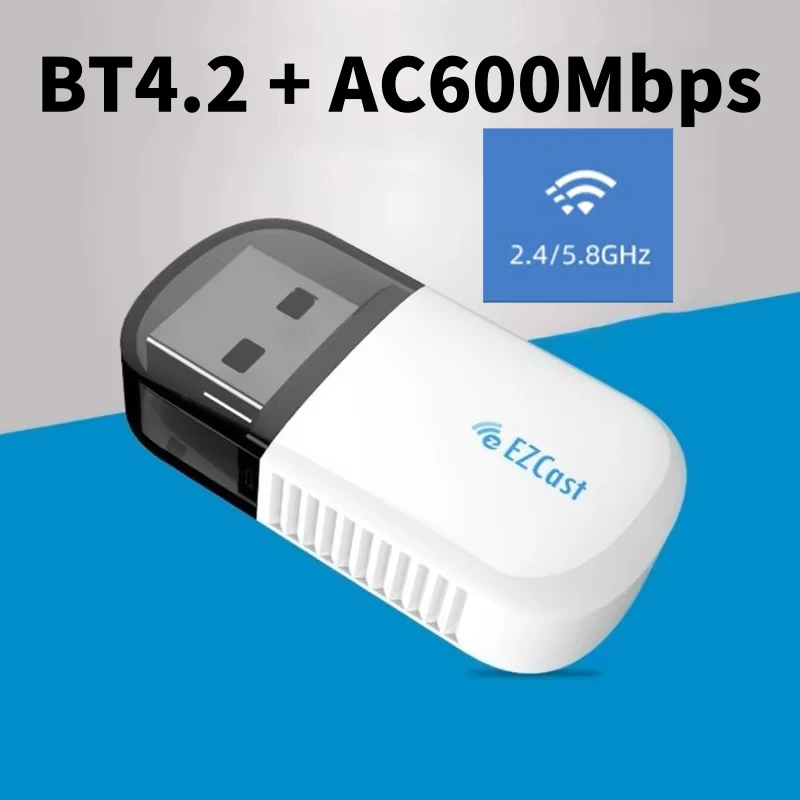 Adaptador USB combinado 2 en 1 WiFi y Bluetooth, tarjeta de red inalámbrica de doble banda de 600Mbps, 2,4G/5,8 Ghz, para PC, portátil y de escritorio