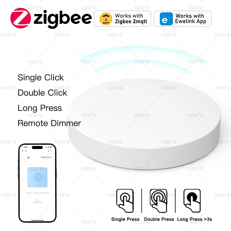 ZigBee-interruptor inalámbrico de botón inteligente, incluye batería, aplicación Ewelink, Control remoto, interruptor de escenario de automatización, funciona con Z2M