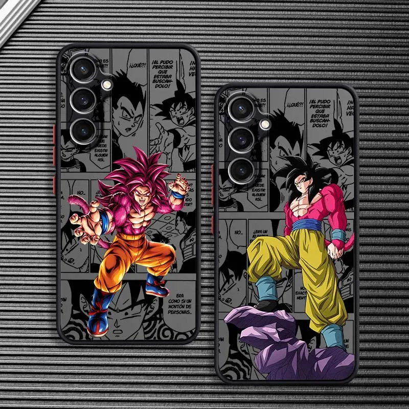 D-Dragon Ball Saiyan Goku funda de Anime para Samsung Galaxy S25 S24 S23 S22 FE Plus Ultra 5G funda de teléfono translúcida esmerilada - imagen 2