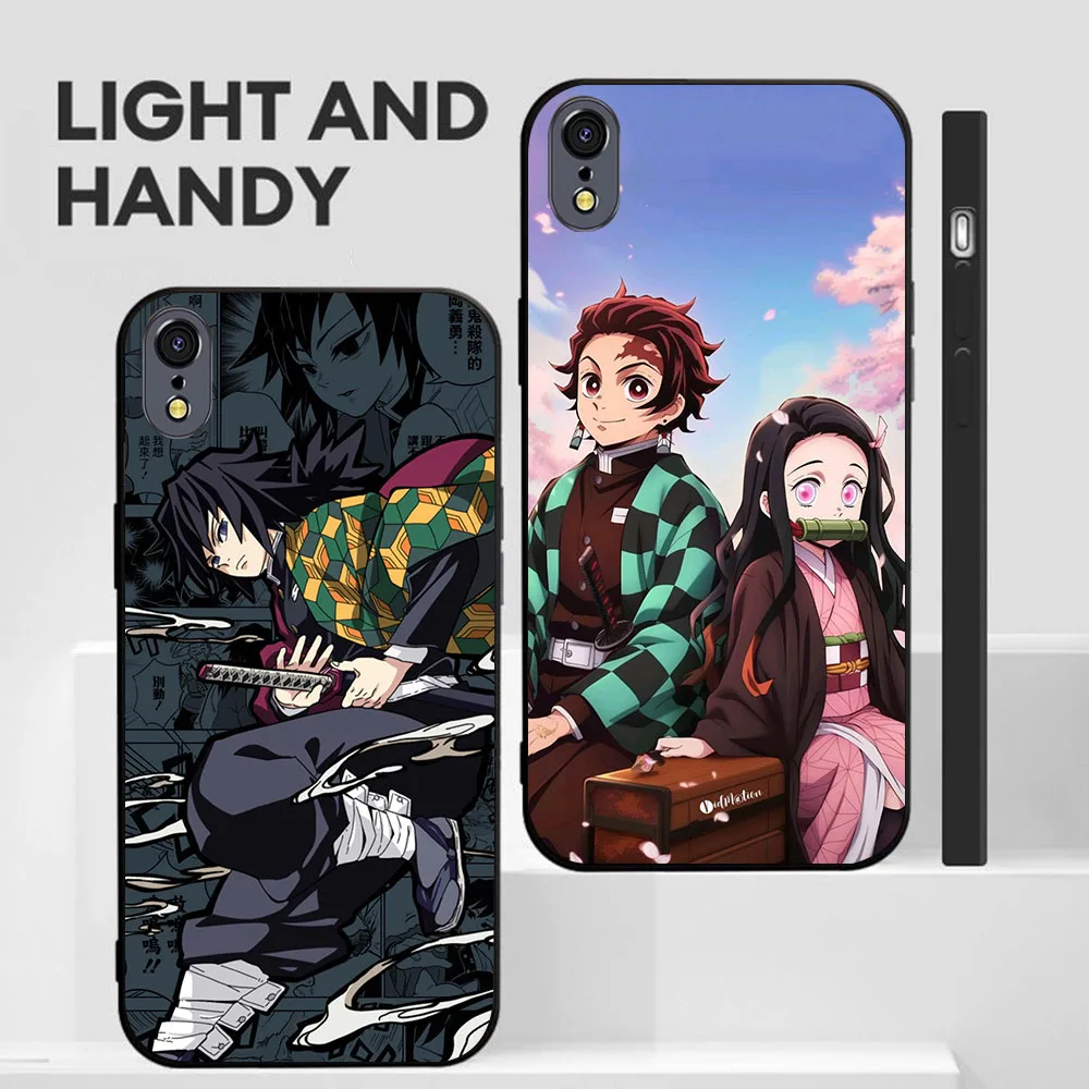 BD-25 Funda negra Demon Slayer para iPhone 5 5s 6 6s 7 8 X XS XR SE 16E Max Plus - imagen 3