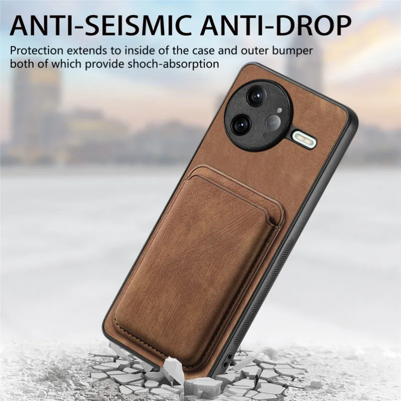 Para POCO F7 Pro funda magnética Magsafe con bolsillo para tarjetas para Xiaomi POCO F7 Ultra F7Pro desmontable 2 en 1 funda de cuero para teléfono - imagen 5