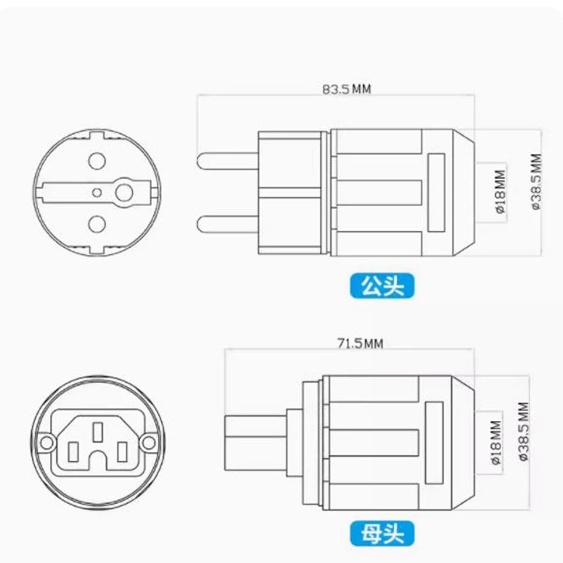Schuko-enchufe de alimentación Hifi para Europa y la UE, conector hembra IEC para Cable de alimentación DiyAC, P-004E, P-037E, P-079E, P-029E - imagen 3