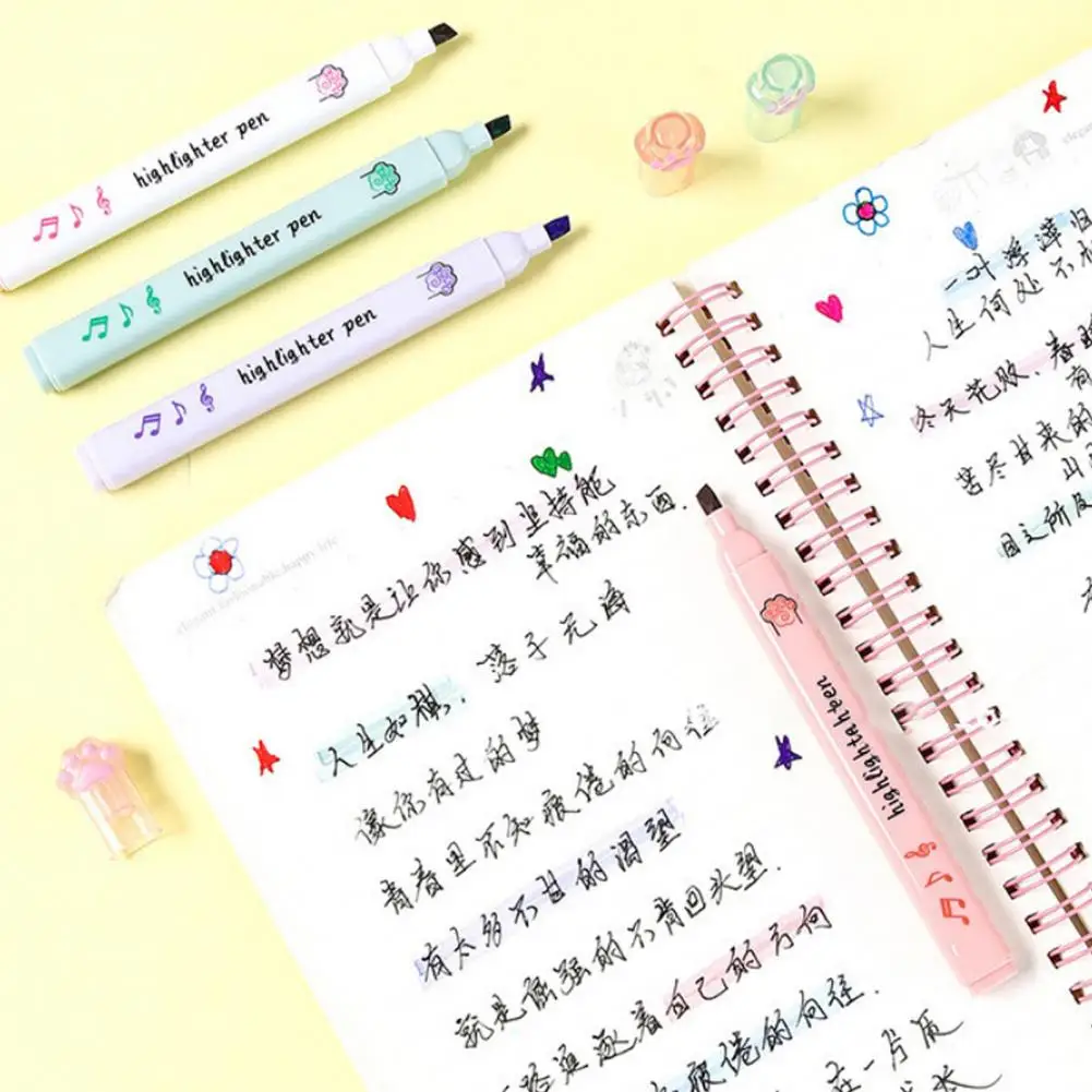 Resaltadores para niños, juego de resaltadores de pata de gato de 6 piezas para niños, estudiantes, rotuladores fluorescentes con punta de cincel para la escuela y la Oficina - imagen 5