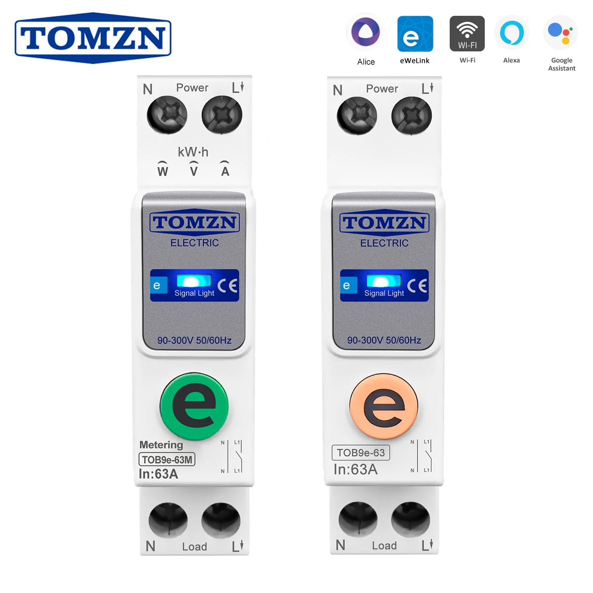 TOMZN ewelink 1P + N 63A 110V 220V WIFI interruptor inteligente medidor de energía Kwh medición disyuntor temporizador relé para hogar inteligente