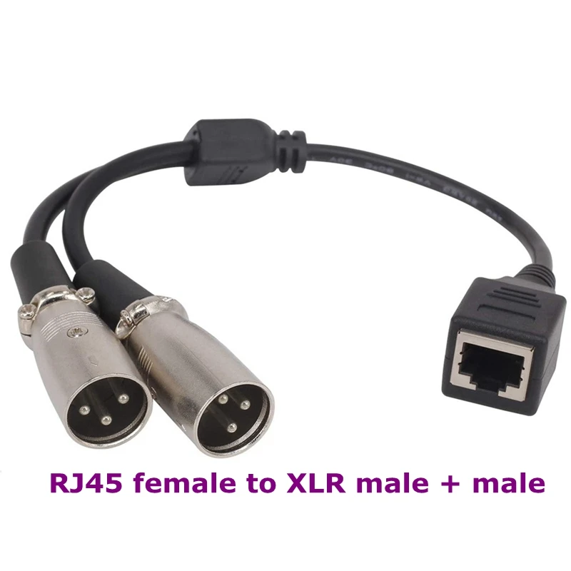 Cable divisor de 3 pines DMX XLR macho hembra a RJ45 hembra Y, 2 canales, conexión de red múltiple para luz de escenario Y estudio de grabación - imagen 5
