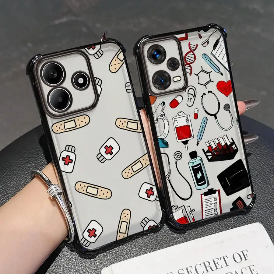 Cool enfermera medicina funda transparente para Xiaomi Redmi 13C K80 5G K80 Pro 14C A5 A3 A3X