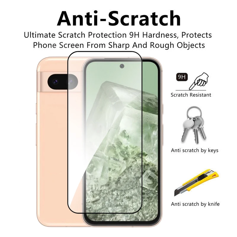 Vidrio templado para Google Pixel 6, 7, 8 Pro, 6A, 7A, 8A, Protector de pantalla HD, pegamento de cobertura completa, vidrio Protector para Pixel 8A, 2/3/4 piezas - imagen 5