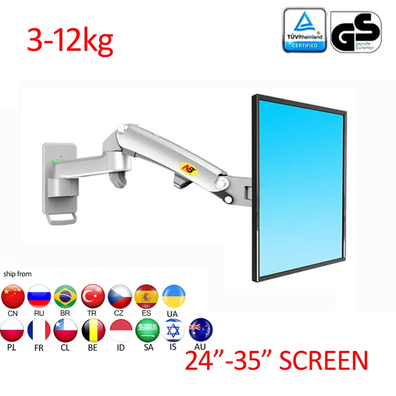 Brazo Gas Soporte Pared NB F150 para Monitor 24-35″ LED LCD