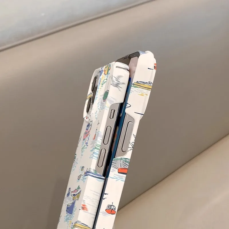 Funda de teléfono con bocetos dibujados a mano para iPhone 16 15 14 13 12 11 Pro Max XS XR XSMax 6 7 8 Plus, cubierta dura HD brillante para PC - imagen 3