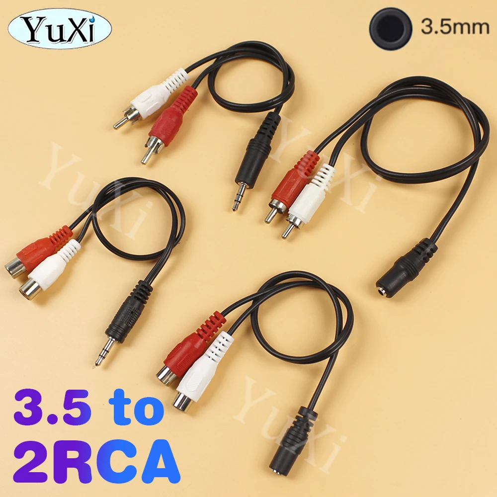 1 unidad de Cable de Audio y vídeo Aux a 2 RCA de 3,5mm, Cable divisor en Y estéreo, adaptador AV, Cable 2RCA para DVD, TV, VCR, PC, altavoz de teléfono - imagen 2