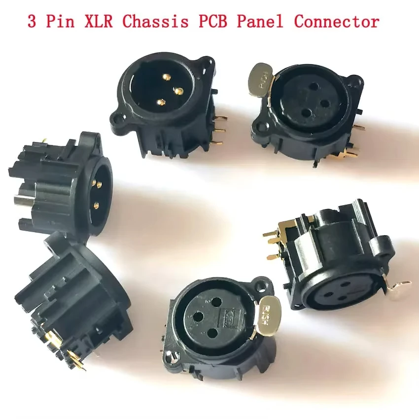 Conector XLR de 3 pines de plástico negro, conector macho/hembra, enchufe de altavoz con botón pulsador, 2 uds. - imagen 3