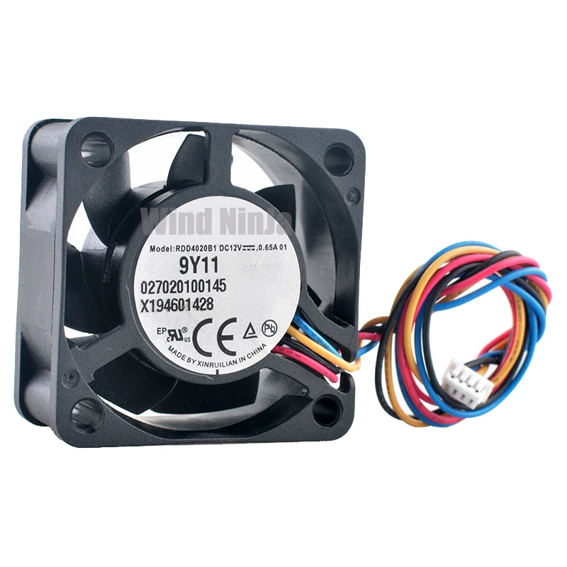 RDD4020B1 4cm 40mm ventilador 40x40x20mm DC12V 0.65A 4pin doble rodamiento de bolas ventilador de refrigeración de alta velocidad para fuente de alimentación del chasis