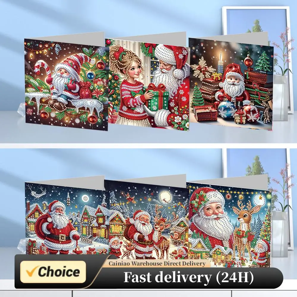 6 uds DIY diamantes de imitación arte mosaico postales arte diamante tarjetas de felicitación para cumpleaños Acción de Gracias y ocasiones especiales