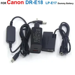 Batería Ficticia LP-E17 USB-C PD para Canon EOS 750D/760D